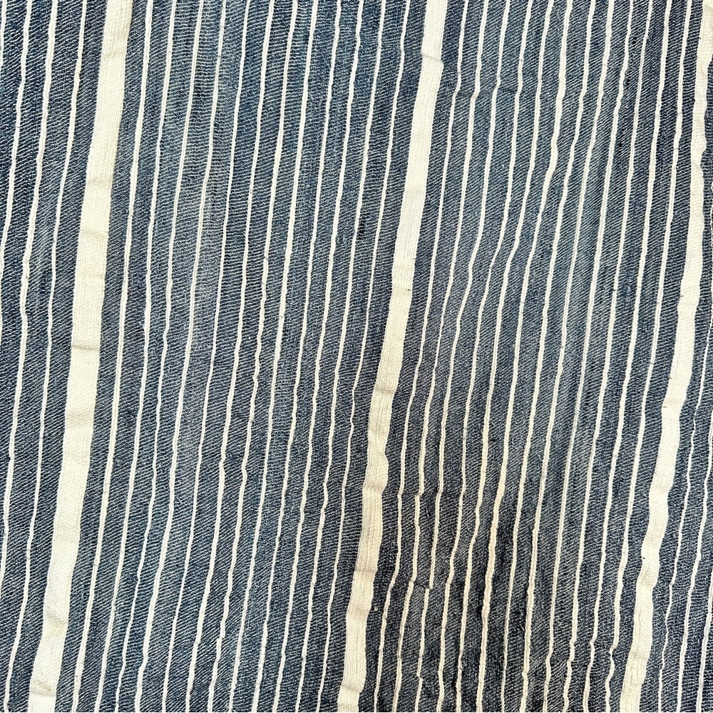 West Elm Silk Blend Striped Pillow Covers Button Front Set of 2 19x19 Navy - Picture 12 of 13